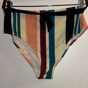 Cupshe Multicolor Striped High Cut Bikini Bottom Size L